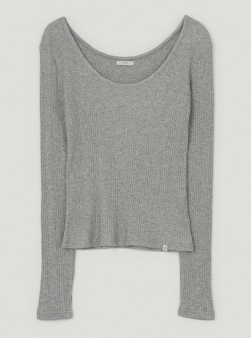[TWEE:B] Lutz U-neck ribbed long sleeve T-shirt