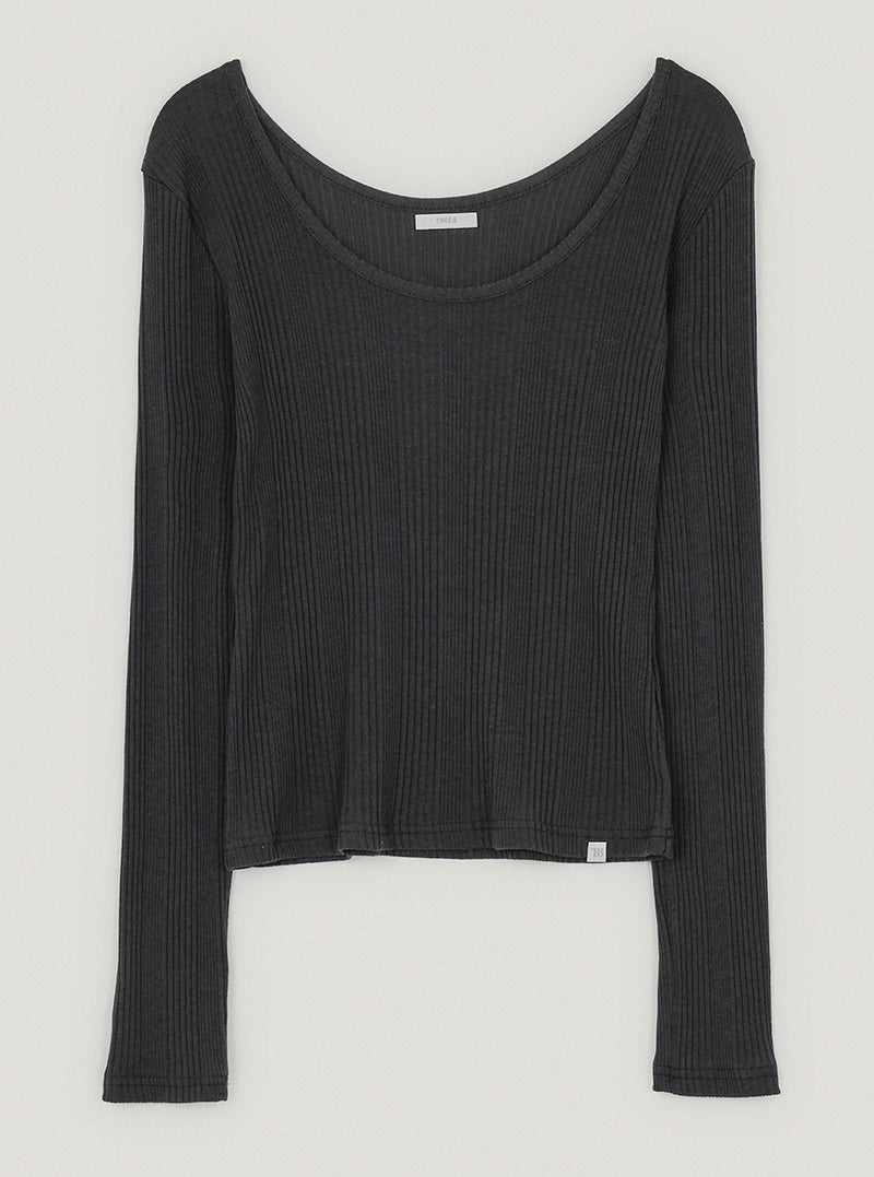 [TWEE:B] Lutz U-neck ribbed long sleeve T-shirt
