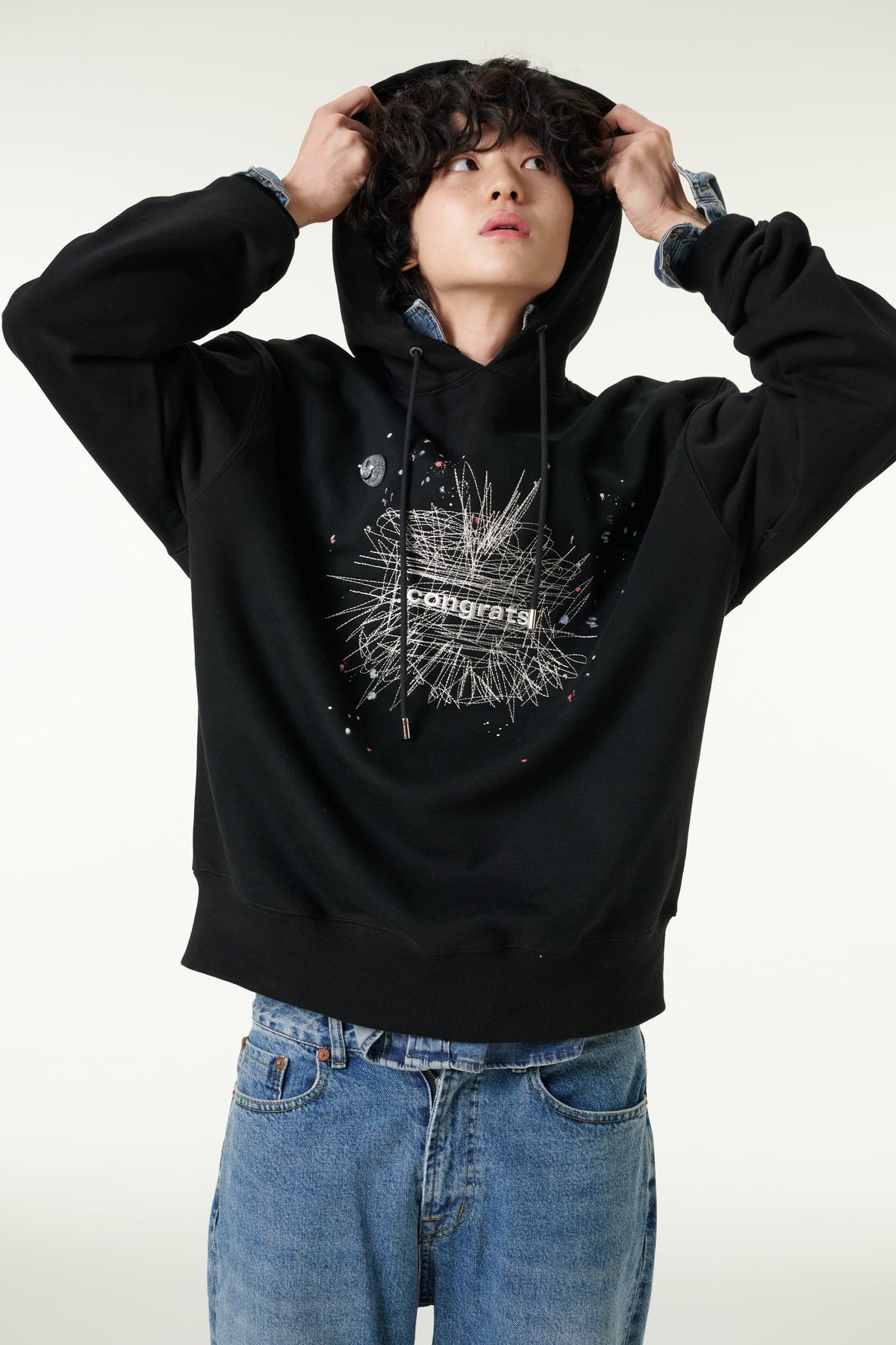 [CLOUD CAKE]Fashion Cloud Cake Line Drawing Embroidered Hoodie Unisex