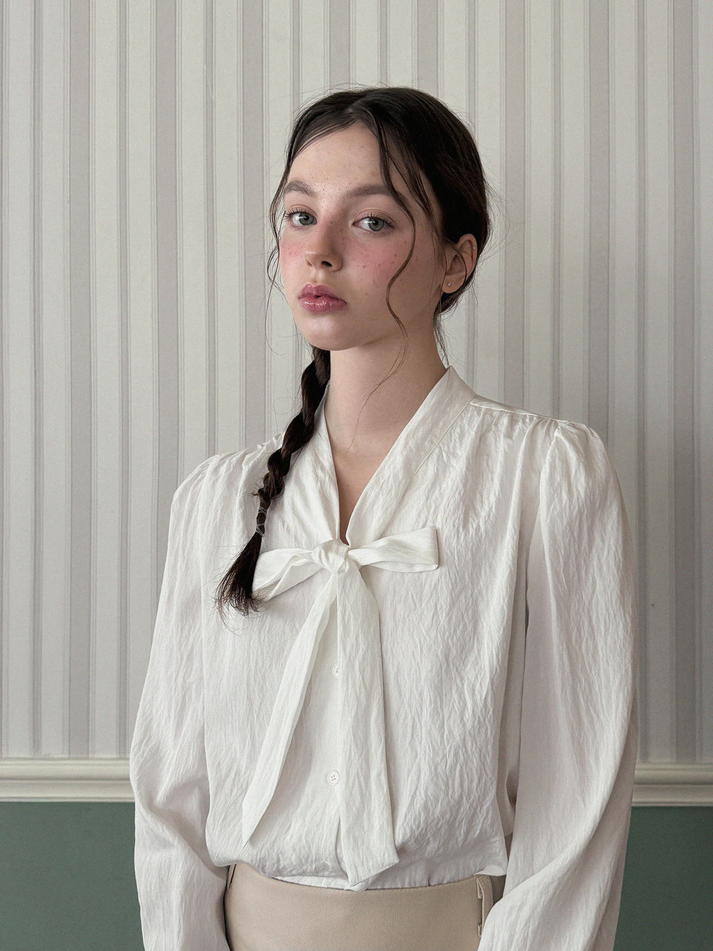 Nerd Tie Long Sleeve Blouse