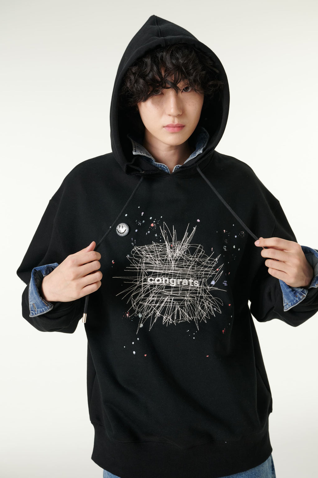 [CLOUD CAKE]Fashion Cloud Cake Line Drawing Embroidered Hoodie Unisex
