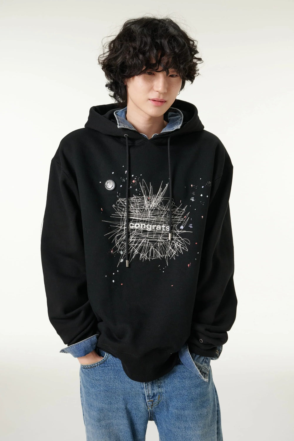 [CLOUD CAKE]Fashion Cloud Cake Line Drawing Embroidered Hoodie Unisex