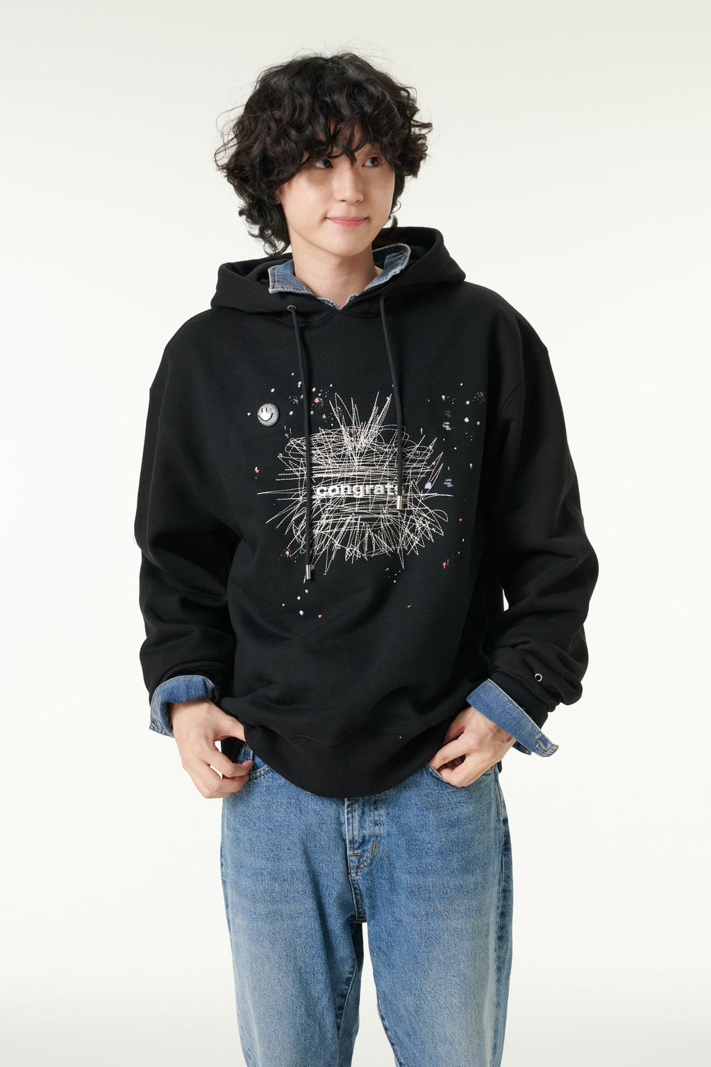 [CLOUD CAKE]Fashion Cloud Cake Line Drawing Embroidered Hoodie Unisex