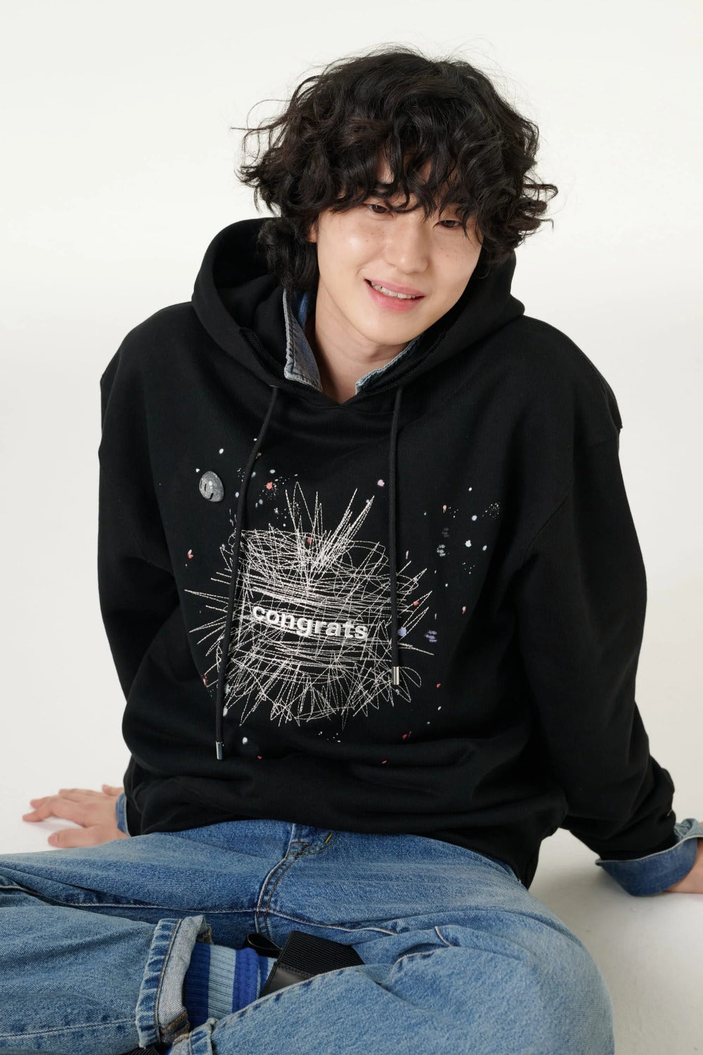 [CLOUD CAKE]Fashion Cloud Cake Line Drawing Embroidered Hoodie Unisex